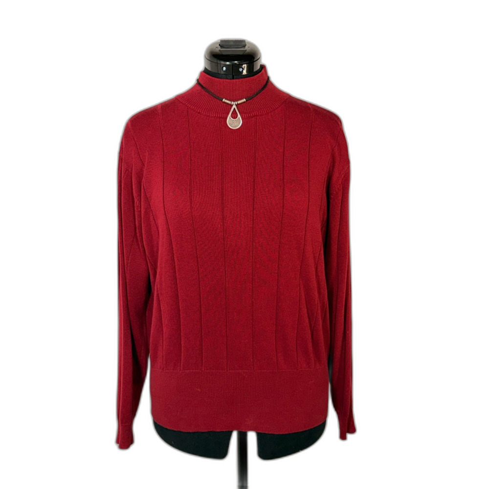 Milano Design Group Red Ribbed Mock Neck Sweater